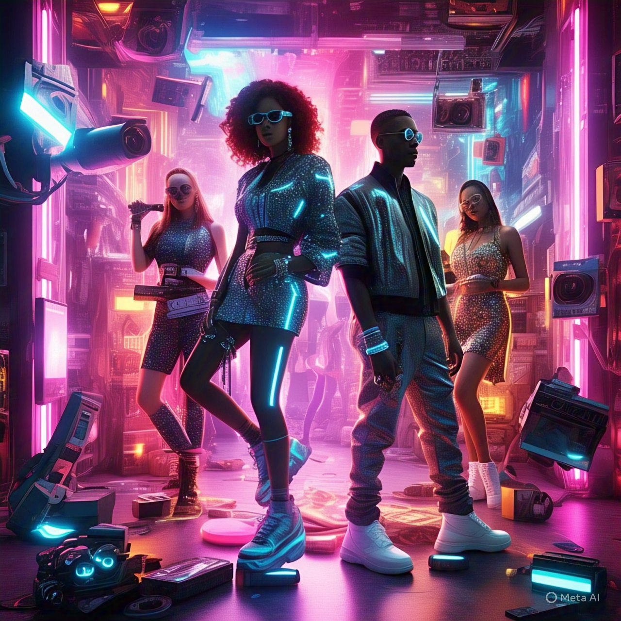 "Colorful 2025 celebrity product launch theme with flashing lights and luxury products."