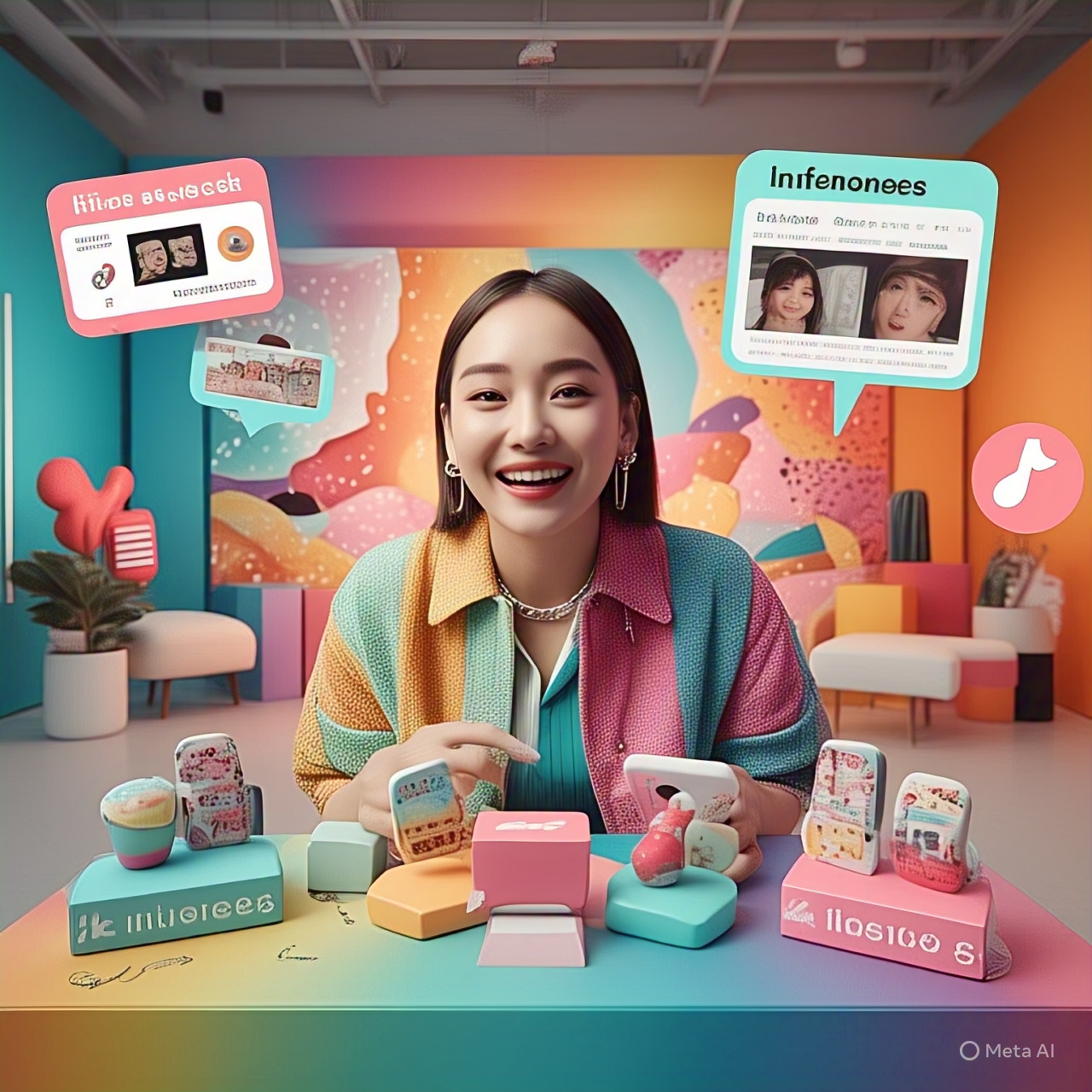 Influencer streaming a live shopping event on TikTok with interactive shopping features and engaged viewers