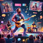 Famous artists performing live in virtual concerts with fans watching online in 2025