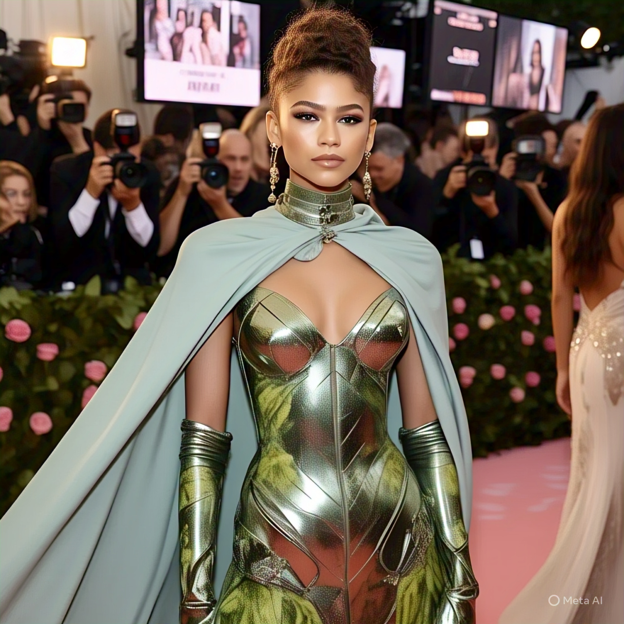 Zendaya at the 2025 Met Gala in a futuristic, eco-friendly gown, celebrated as a global fashion and film icon.