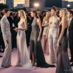 Digital illustration of top celebrities in designer outfits on the June 2025 red carpet