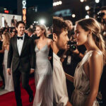 Digital illustration of Hollywood breakups and new romances in summer 2025
