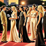 Digital illustration of Hollywood breakups and new romances in summer 2025